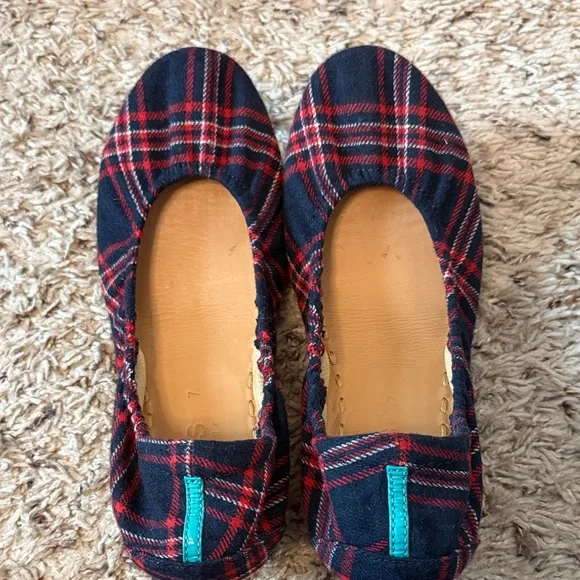 Tieks Red and Navvy Flats - Picture 1 of 2
